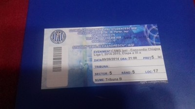 Bilet CSMS Iasi - Concordia Chiajna foto