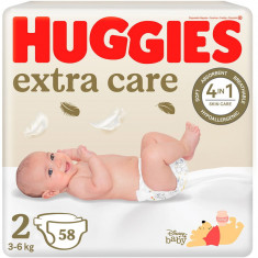 Scutece Huggies Extra Care 2, Jumbo, 3-6 kg, 58 buc