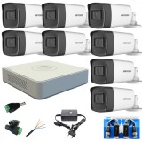 Sistem supraveghere Hikvision cu 8 camere video 2MP, Turbo HD, IR 40m SafetyGuard Surveillance