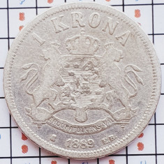 1077 Suedia 1 krona 1889 Oscar II (1872-1907) km 747 argint