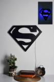 Decoratiune luminoasa LED, Superman, MDF, 60 LED-uri, Albastru