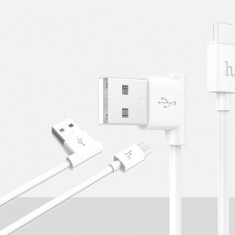 Cablu date si incarcare Hoco UPM10 L-shaped (forma L) microUSB la USB alb