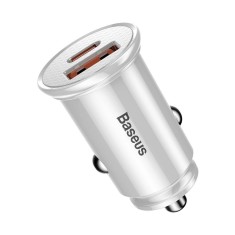 Incarcator Auto Baseus Circular cu functie QuickCharge 40 Iesiri USB si USBC PD 30W Alb foto