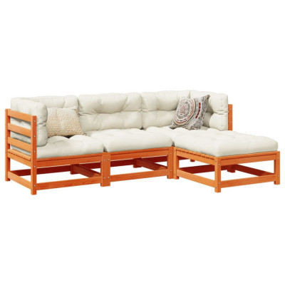 vidaXL Set canapea de grădină, 4 piese, maro ceruit, lemn masiv de pin foto