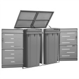Cumpara ieftin Magazie pentru două pubele, 138x77,5x112,5 cm, oțel inoxidabil