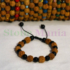 Bratara rudraksha 8mm si onix negru 6mm