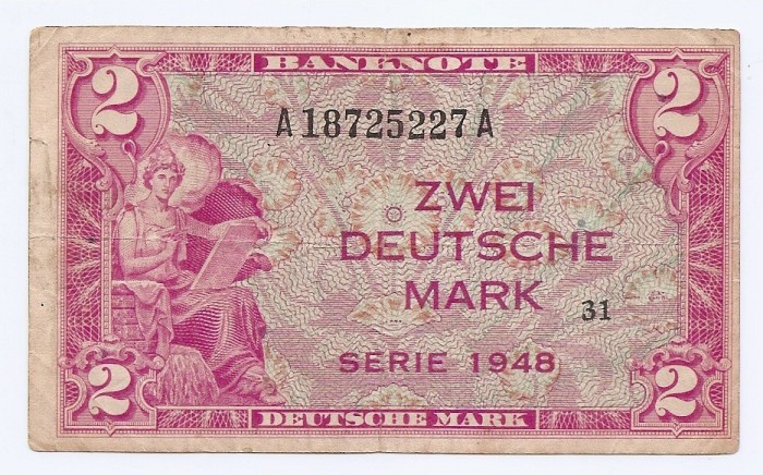 Germania 2 Deutsche Mark 1948 - U.S. Army Command, 18725227, P-3