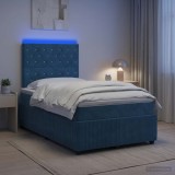 Cumpara ieftin Pat cu arcuri LED si saltea albastru 120 x 200 cm Catifea