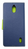 Husa tip carte cu stand albastru + verde pentru Huawei Y625, Cu clapeta, Piele Ecologica