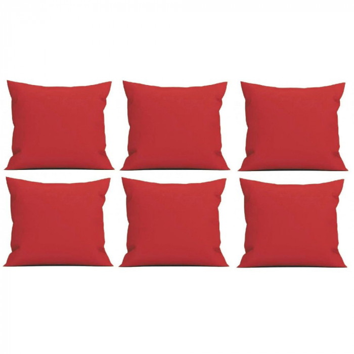 Set 6 Perne decorative patrate, 40x40 cm, pentru canapele, plina cu Puf Mania Relax, culoare rosu