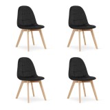 Set 4 scaune bucatarie/living, Artool, Bora, catifea, lemn, negru, 44.5x54x81.5 cm, Leobert