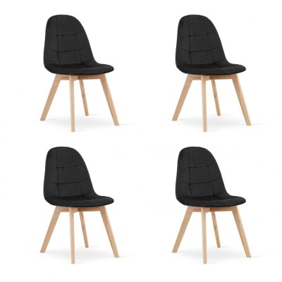 Set 4 scaune bucatarie/living, Artool, Bora, catifea, lemn, negru, 44.5x54x81.5 cm foto