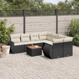 Cumpara ieftin Gossi set mobilier de gradina cu perne, 9 piese, negru, poliratan