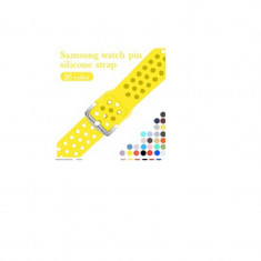Curea din silicon, compatibila Samsung Galaxy Watch 42mm, telescoape Quick Release, 20mm, Yellow