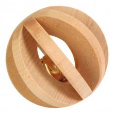 Jucărie pentru iepure - bilă confecţionată din lemn cu clopoţel, 6 cm