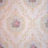 Tapet clasic, floral, baroc, alb, roz, auriu, dormitor, AW15-2