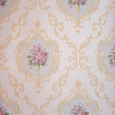 Tapet clasic, floral, baroc, alb, roz, auriu, dormitor, AW15-2 foto