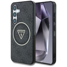 Husa Samsung Galaxy S25 originala Guess IML Metal Glitter 4G Circle Triangle MagSafe, negru, GUHMS25SHG4PRTGK foto