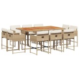 Cumpara ieftin Set mobilier de gradina cu perne, 11 piese, bej, poliratan