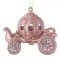 Ornament Brad Craciun, Caleasca, Glitter Roz, 11x6x11cm
