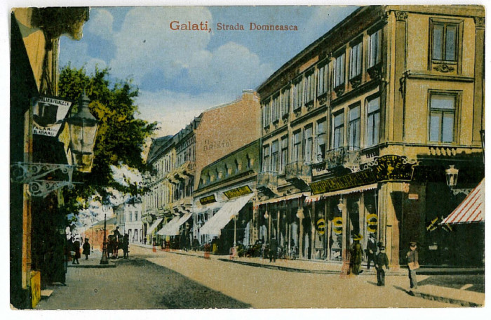 791 - GALATI, str. Domneasca, street stores - old postcard - unused