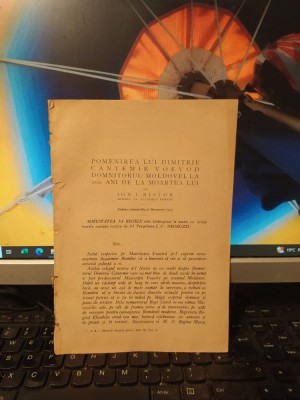 Ion Nistor, Pomenirea lui Dimitrie Cantemir.. cu răspunsul Regelui Ferdinand 182 foto