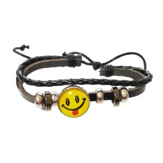 Bratara din piele ecologica, Emoticon, 114BJ