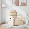 VidaXL Fotoliu rabatabil de masaj, crem, material textil