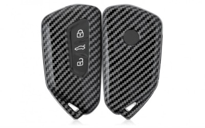 Husa pentru cheie auto Kwmobile compatibila cu VW Golf 8, negru carbon - RESIGILAT foto