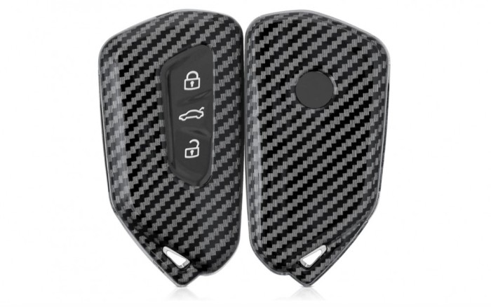 Husa pentru cheie auto Kwmobile compatibila cu VW Golf 8, negru carbon - RESIGILAT