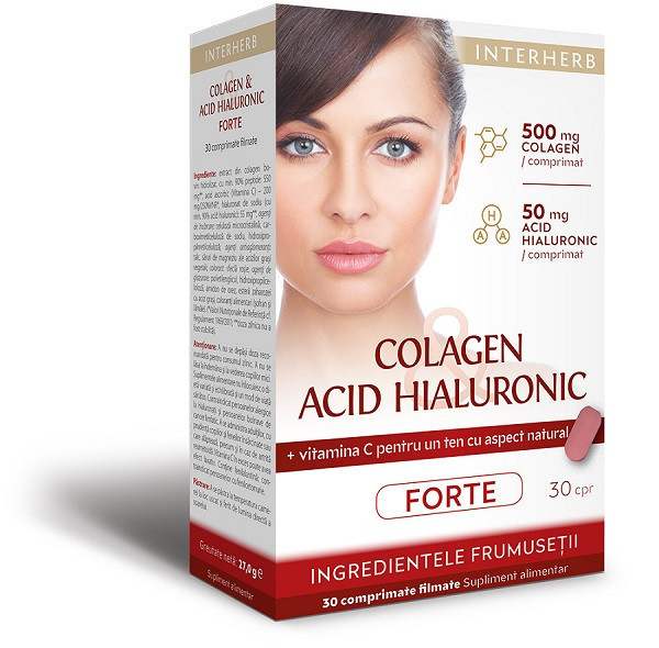 Colagen & Acid Hialuronic Forte 30CPR - Formula de Frumusețe | Okazii.ro