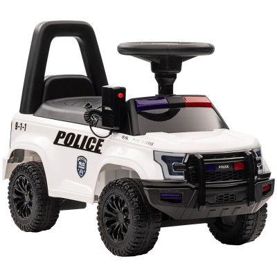 Masinuta electrica de politie Kinderauto Police 30W 6V cu megafon si music player, bluetooth, culoare Alb foto