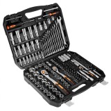 Set chei tubulare NEO 219 piese, 1/2, 3/8 si 1/4, in valiza