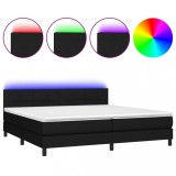 Cumpara ieftin Pat cu arcuri, saltea si LED, negru, 200x200 cm, textil