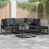 Cumpara ieftin Set de canapele pentru grădină cu pernă 5 pcs Negru Aluminiu