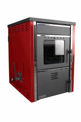 Pachet incalzire si apa calda 2 camere Termosemineu pe lemne FORNELLO TOROS 29 kw Bordeaux pe combustibil solid lemn,carbune,bricheti , cos inox, boil foto