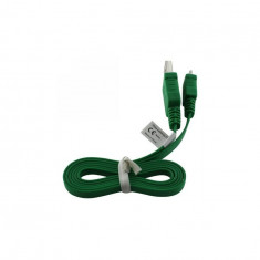 Cablu de date USB la Micro USB Ultra plat-Lungime 95cm-Culoare Verde