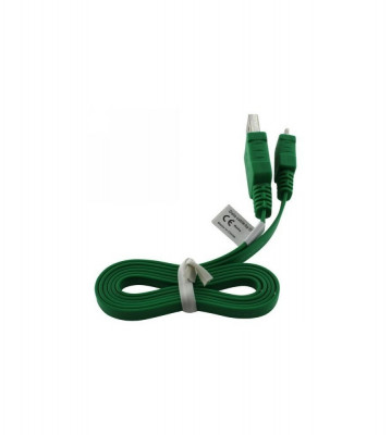Cablu de date USB la Micro USB Ultra plat-Lungime 95cm-Culoare Verde foto