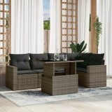 Set mobilier gradina cu perne, 6 piese, gri, poliratan