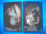 HOPCT 1683 CUPLU-ROMANTICA-FRANTA--LOT 2 CARTI POSTALE VECHI-CIRCULATE