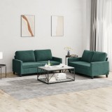 Gossi set de canapele cu perne, 2 piese, verde inchis, catifea