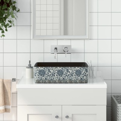 vidaXL Lavoar de blat negru/albastru 46x35,5x13 cm ceramică dreptunghi foto