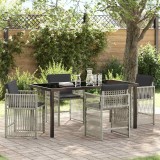 VidaXL Set de masă pentru grădină 5 pcs Gri deschis Rattan poli
