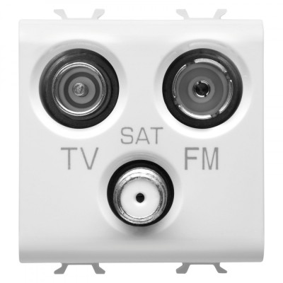 Priza TV+FM+SAT 2M Gewiss Chorus alb satinat MAT GW15382 foto