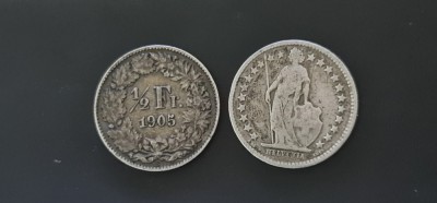 Elveția - 1/2 francs 1905 argint. foto