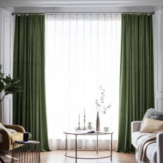 Draperie din catifea blackout cu rejansa din bumbac tip fagure, Madison, 150x235 cm, densitate 700 g/ml, Kelp, 1 buc