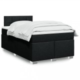 VidaXL Pat box spring cu saltea, negru, 120x200 cm, textil