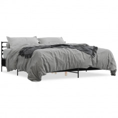 vidaXL Cadru de pat negru 180x200 cm din lemn prelucrat și metal
