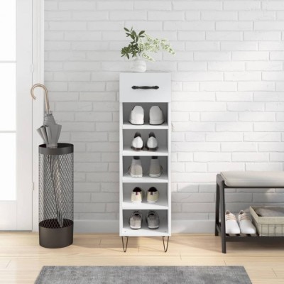 vidaXL Pantofar, alb, 30x35x105 cm, lemn compozit foto