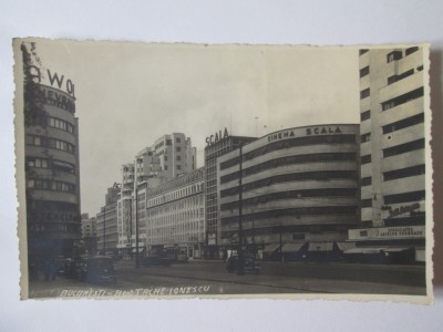 Bucuresti:Bulevardul Tache Ionescu cu cinema Scala,carte pos.foto necir.anii 30 foto